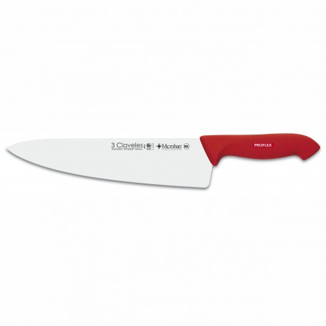 3 Claveles 8252 Couteau de Chef 25 cm Manche Rouge