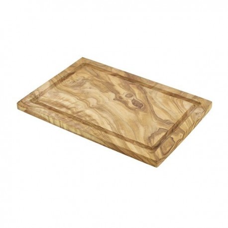 Genware OWSBS Olive Wood Serving Board Groove 30 X 20cm