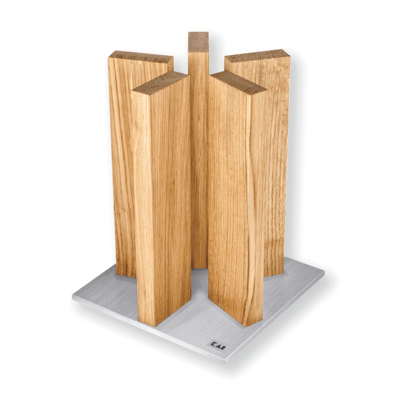 KAI Blocco Portacoltelli Magnetico Stonehenge In Noce E Granito - Piccolo, Per 4 Coltelli, 18x10x28-30 Cm, Design Esclusivo