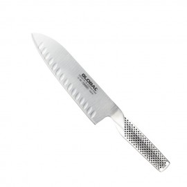 Cuchillo Global G-80 Santoku Alveolado (Deslizante) es un cuchillo multiusos,que sirve para corta vegetales, pescados y carnes. 