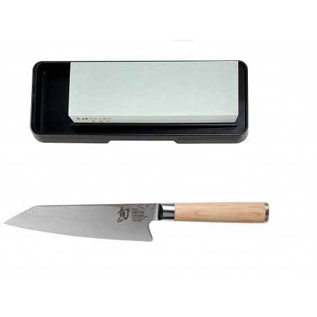 KAI SHUN WHITE Faca Kiritsuke, 15 cm + Pedra Afiado 400/1000