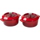 Set 2 Mini Cocotte en Fonte ChiliRed/Cobalt Blue de 10 cm - WOLL Iron 110CI