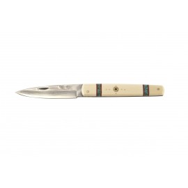 Exposito Pocket Knife Machete Steel VG-10 Damascus Ivory & Turquoise